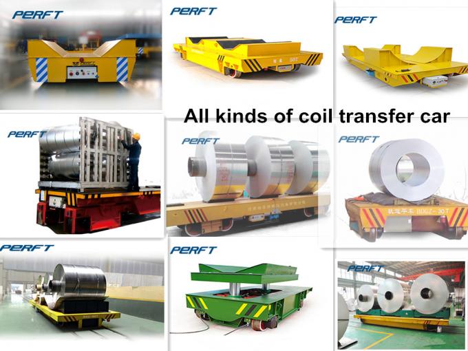 कारखाने के कॉइल्स परिवहन के लिए 50 टन कार्बन स्टील कॉइल ट्रांसफर ट्रॉली रेल पर परिवहन